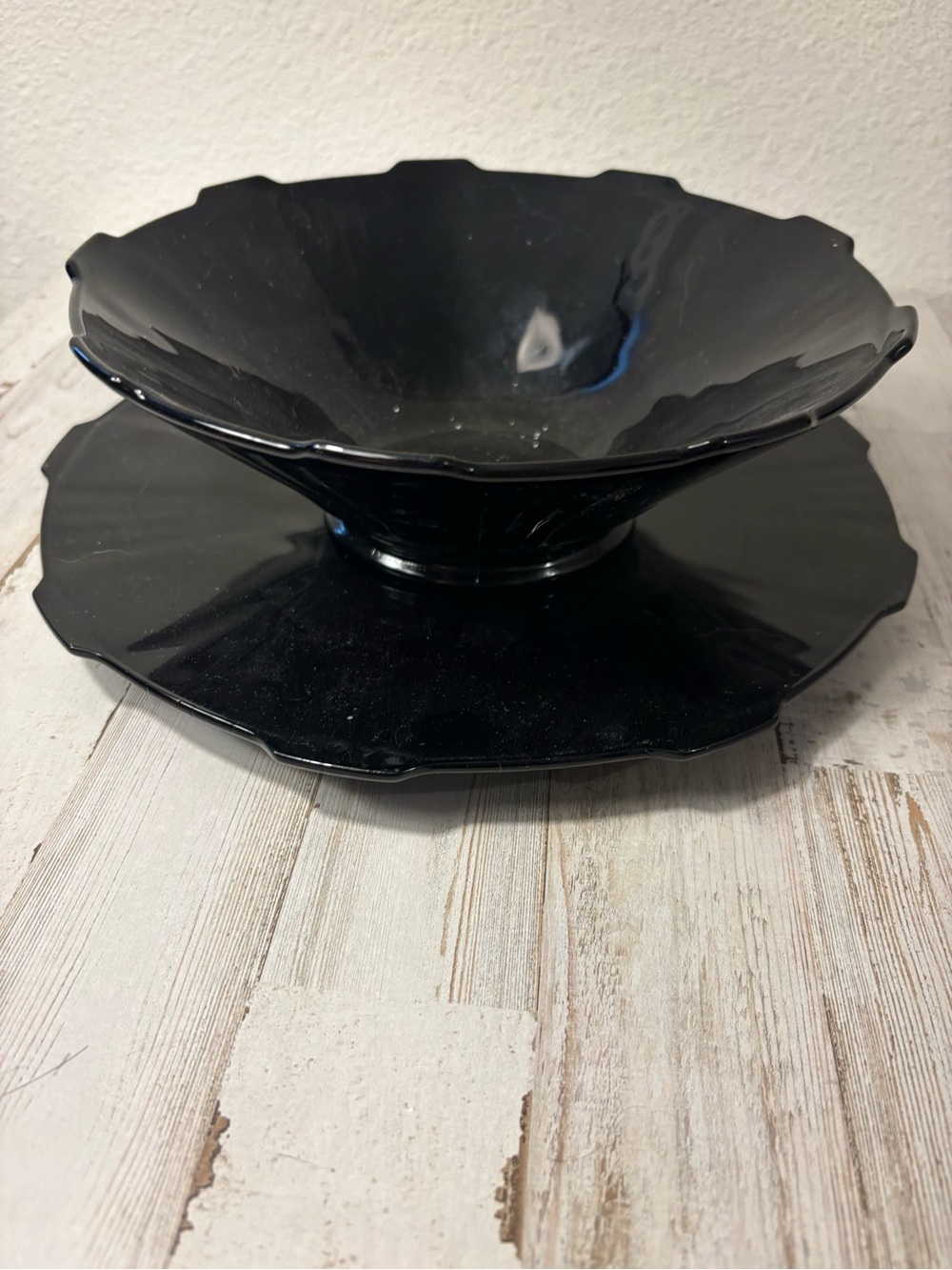 Classic Black Glass Serving Bowl and Charger - Home Dining